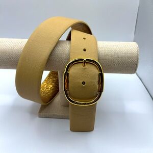 Michael Kors tan leather belt with gold tone buckle, size medium
